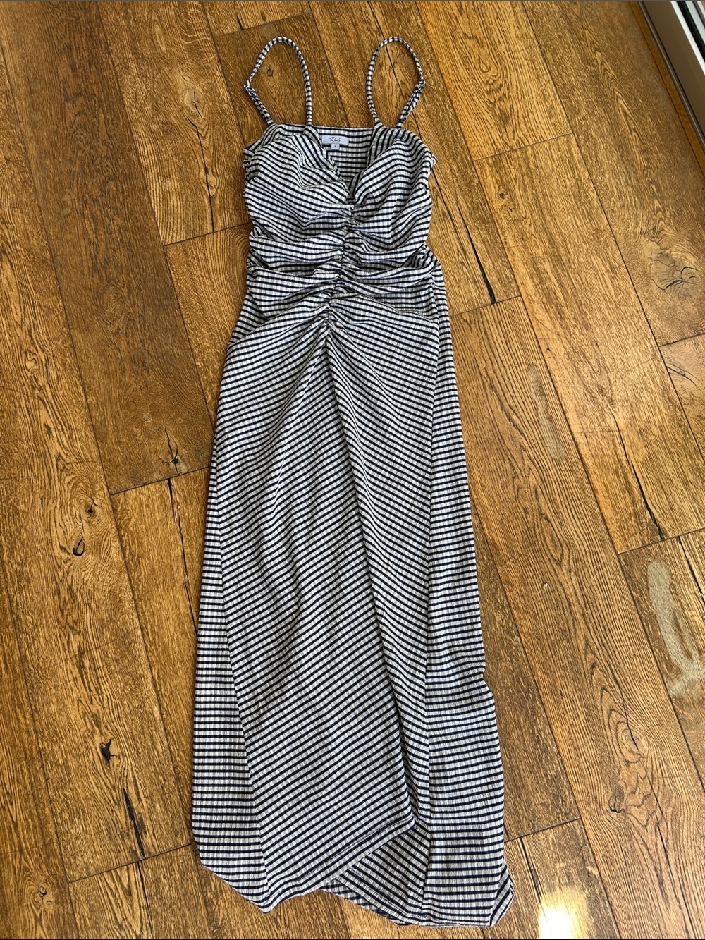 Rails Navy & White Gingham Ruched Maxi Dress - Picture 2 of 3